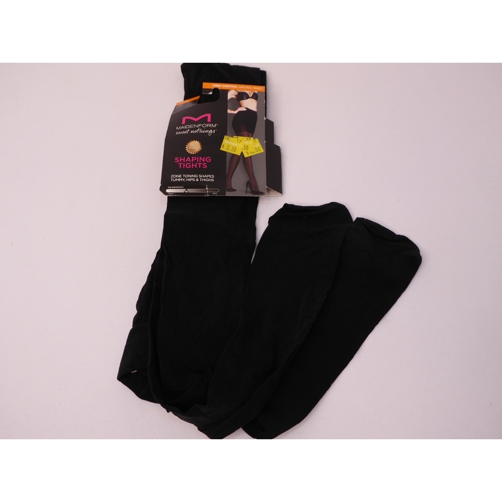 New Maidenform Sweet Nothings Shaping Tights Firm Control Natural Waist Black L